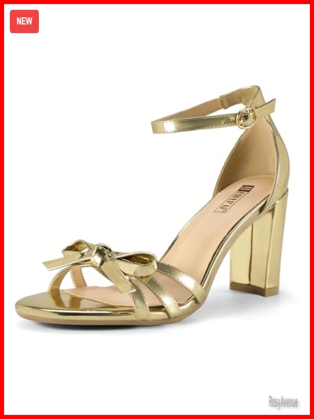 Women's Bow Chunky Block Heel Ankle Strap Sandals - Open Toe Dress Heels for